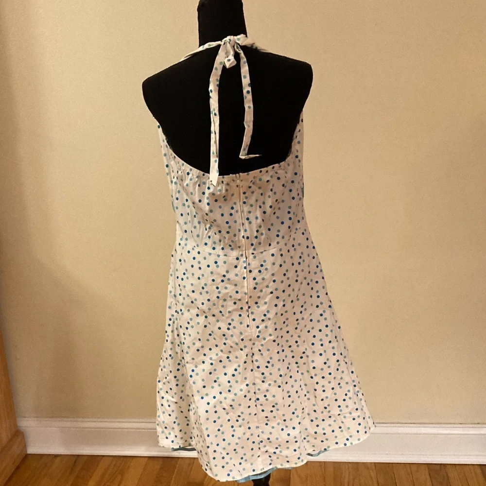White Halter Style Dress with Blue Polka dots size 1X - Picture 2 of 2